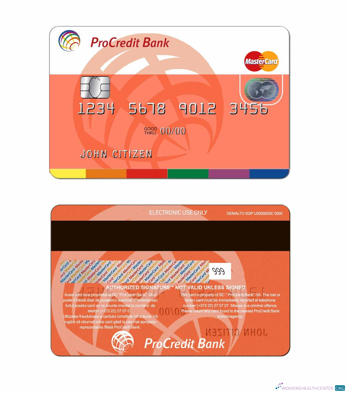 Professionelle Herunterladen Moldawien ProCredit Bank MasterCard 1 Photoshop Vorlage