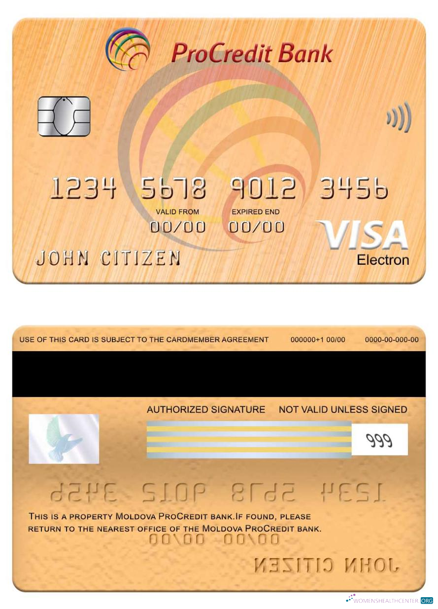 Editierbare Herunterladen Moldawien ProCredit Bank Visa Electron 1 Photoshop Vorlage