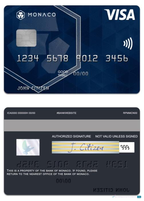 Hochwertige Herunterladen Monaco Bank von Monaco Visa Debit Karte Photoshop Vorlage