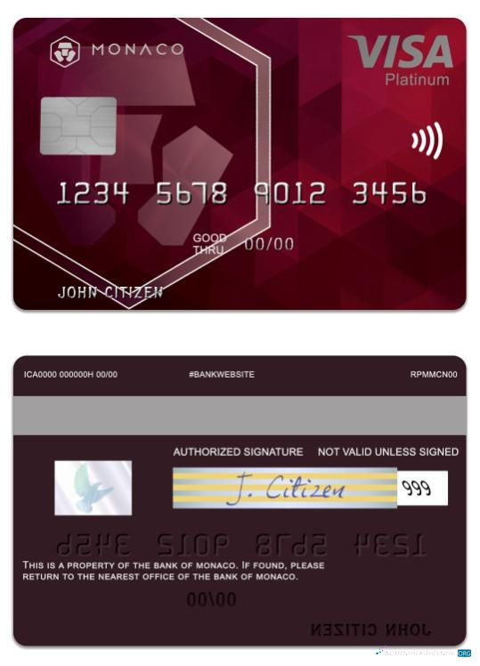 Premium Herunterladen Monaco Bank von Monaco Visa Platin Karte Photoshop Vorlage