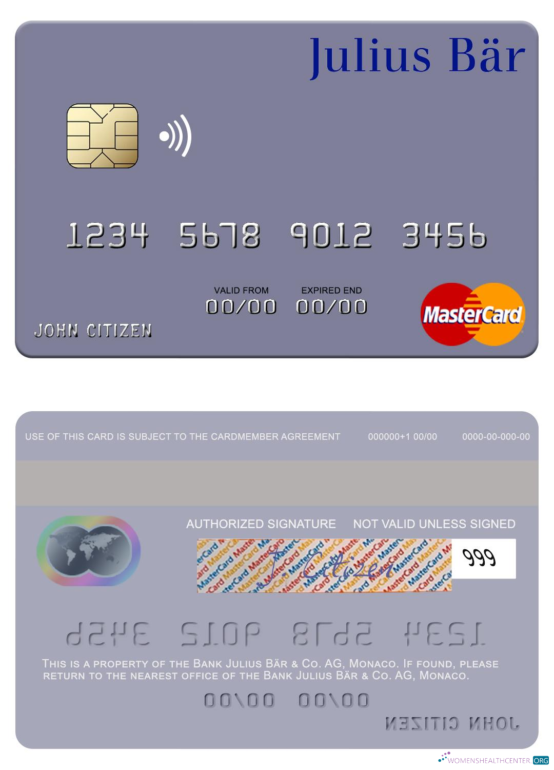 Professionelle Herunterladen Monaco Julius Bär & Co. AG Bank Mastercard Photoshop Vorlage