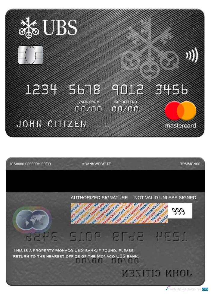 Editierbare Herunterladen Monaco UBS Bank Mastercard Photoshop Vorlage