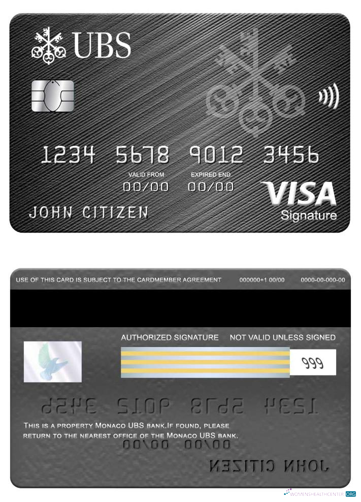Premium Herunterladen Monaco UBS Bank Visa Signature Karte Photoshop Vorlage