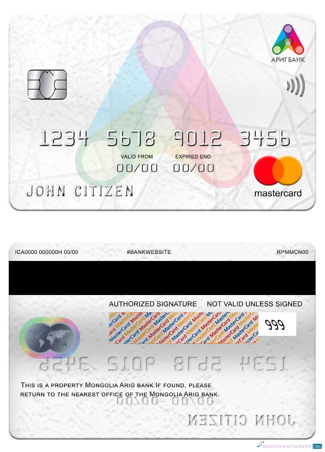 Hochwertige Herunterladen Mongolei Arig Bank Mastercard Photoshop Vorlage