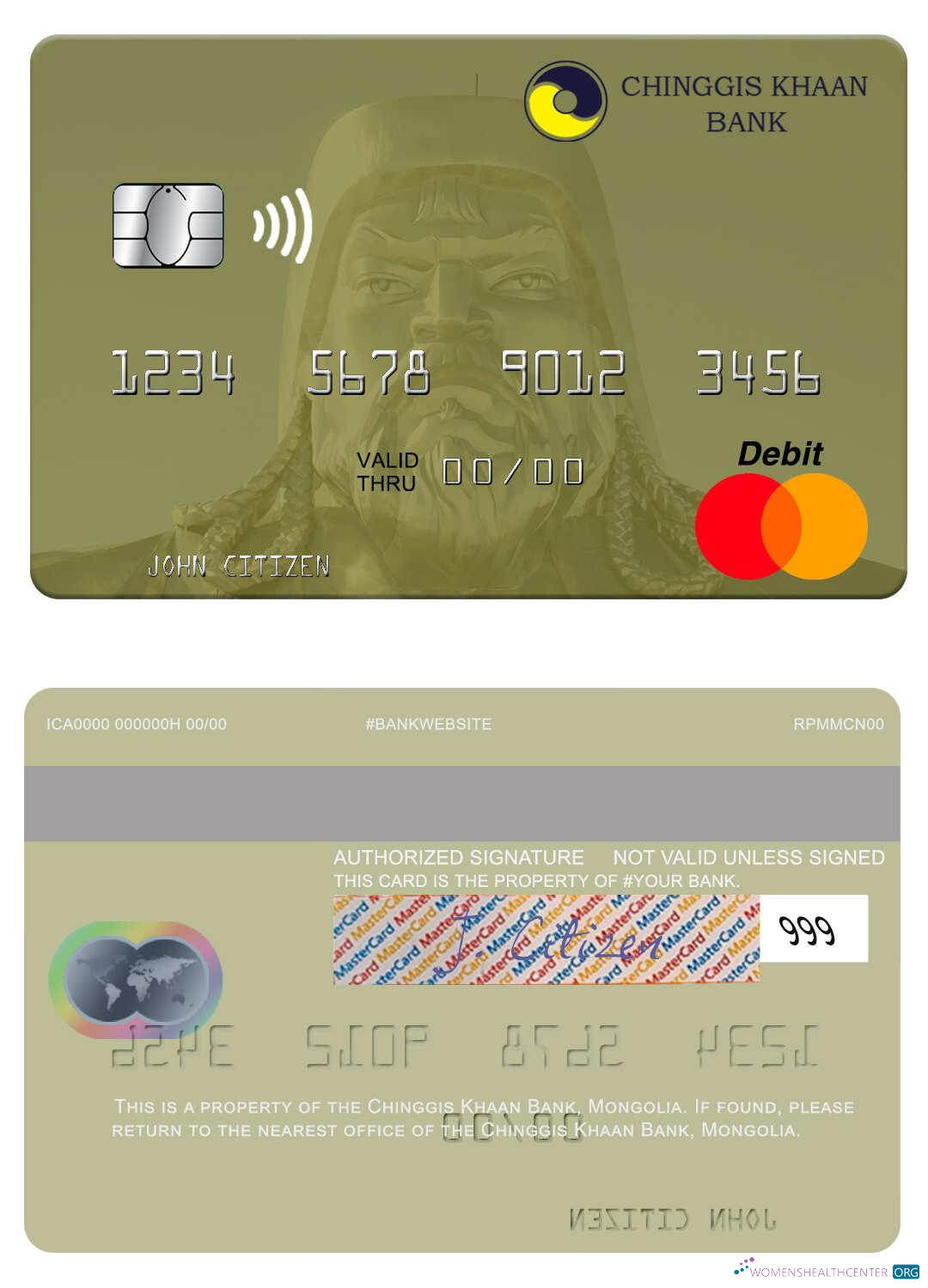 Professionelle Herunterladen Mongolei Chinggis Khaan Bank Mastercard Photoshop Vorlage