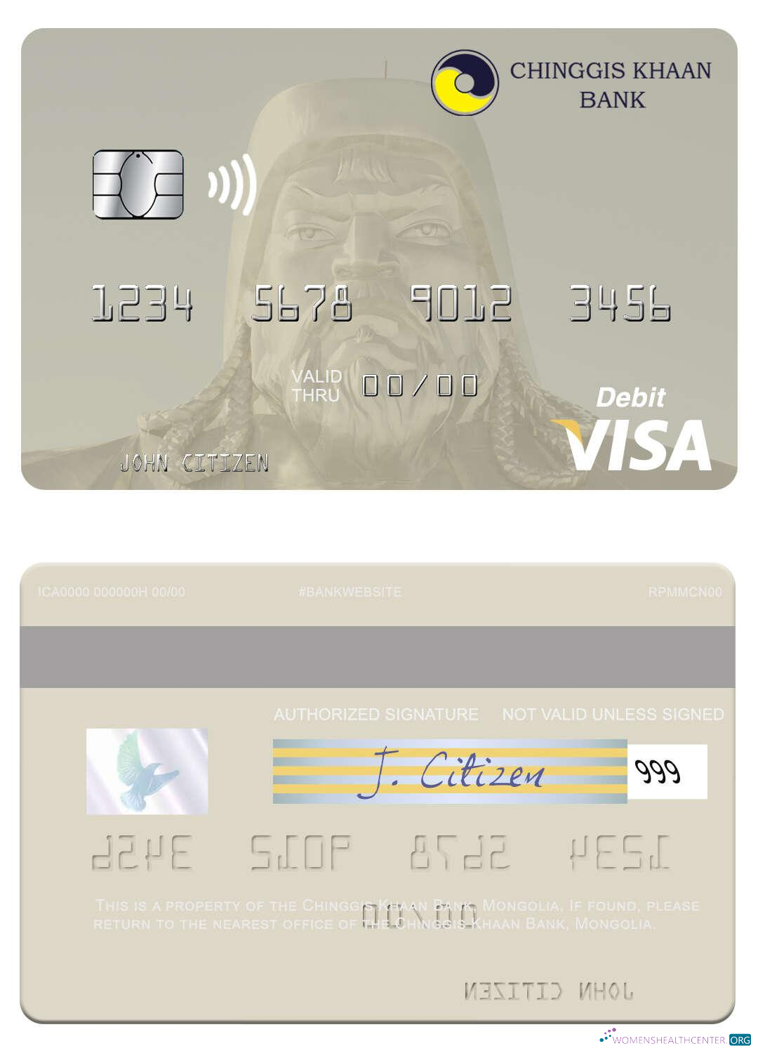 Editierbare Herunterladen Mongolei Chinggis Khaan Bank Visa Debit Karte Photoshop Vorlage