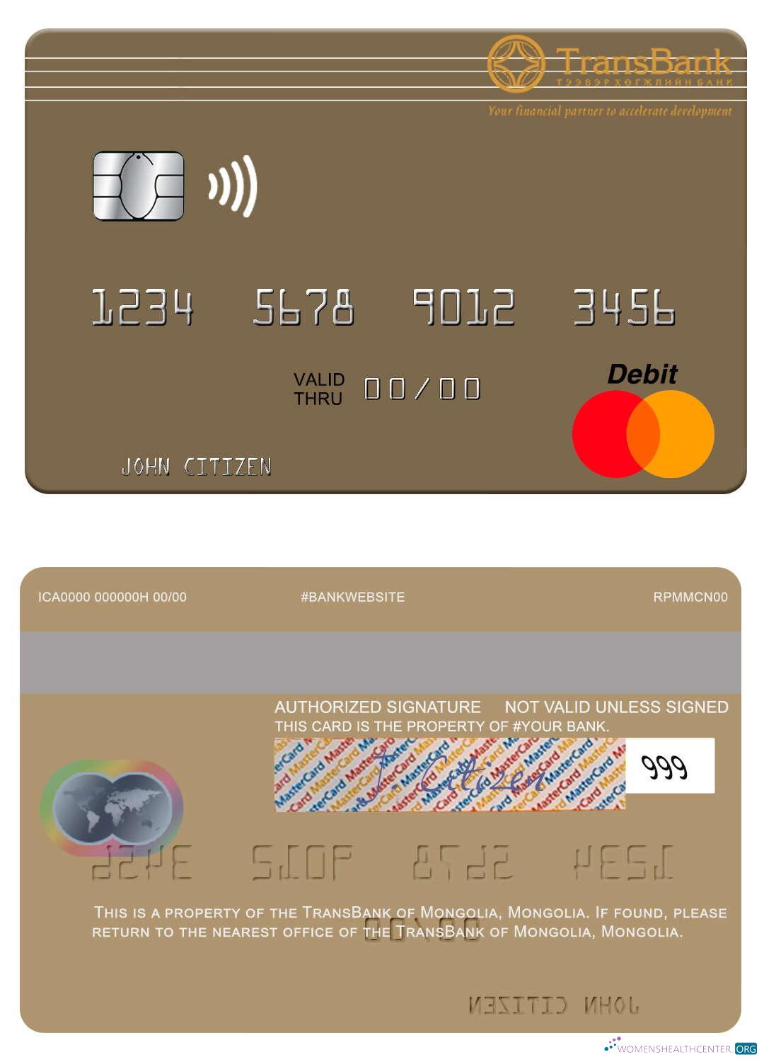 Professionelle Herunterladen Mongolei TransBank von Mongolei Mastercard Photoshop Vorlage
