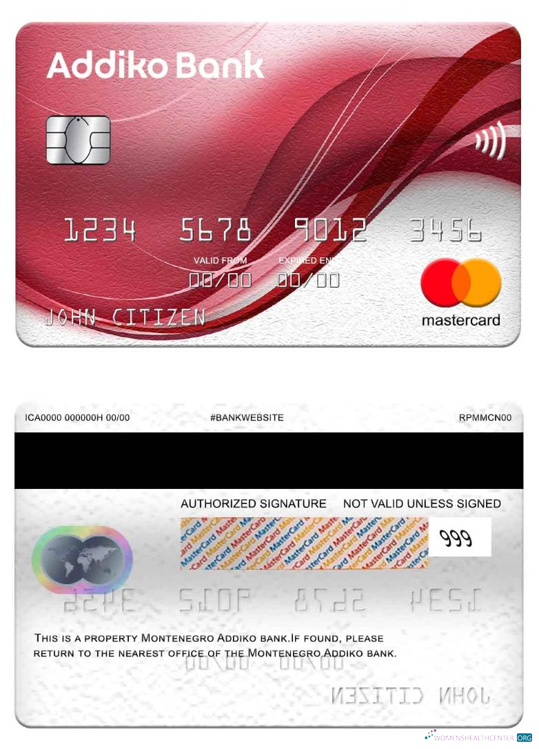 Hochwertige Herunterladen Montenegro Addiko Bank Mastercard Photoshop Vorlage