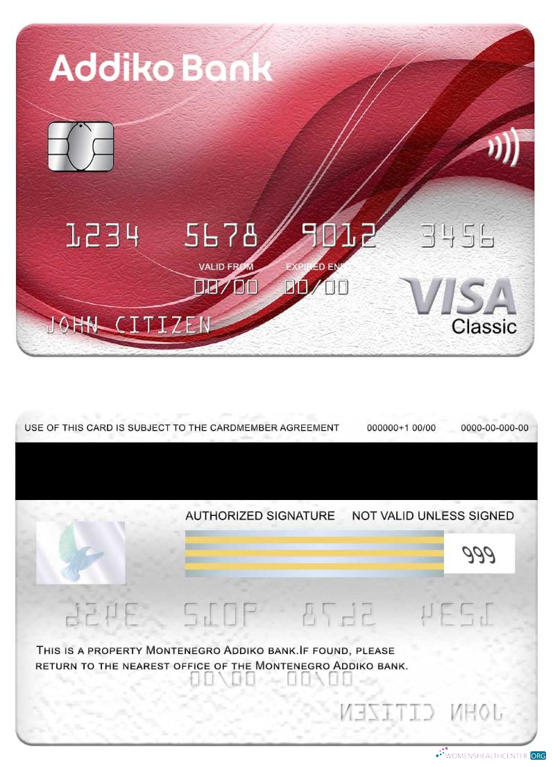 Hochwertige Herunterladen Montenegro Addiko Bank Visa Classic Karte Photoshop Vorlage