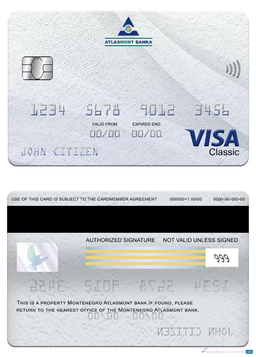 Hochwertige Herunterladen Montenegro Atlasmont Bank Visa Classic Karte Photoshop Vorlage