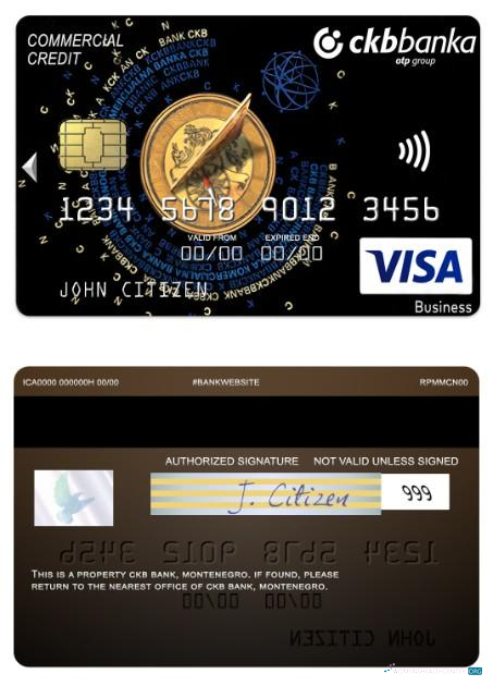Premium Herunterladen Montenegro CKB Bank Visa Geschäftlich Kredit Karte Photoshop Vorlage