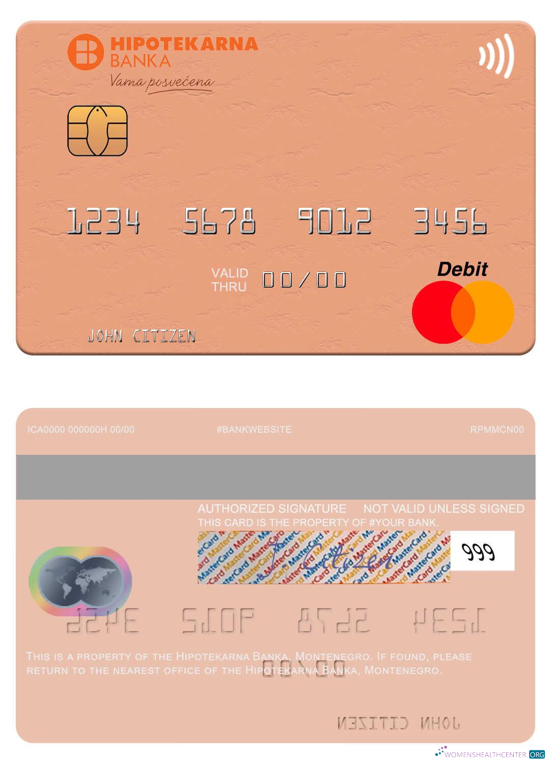 Editierbare Herunterladen Montenegro Hipotekarna Banka Mastercard Photoshop Vorlage