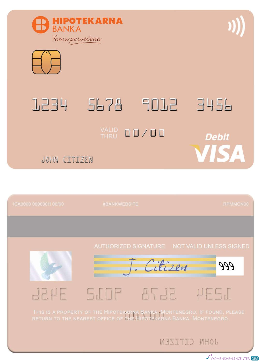 Premium Herunterladen Montenegro Hipotekarna Banka Visa Debit Karte Photoshop Vorlage