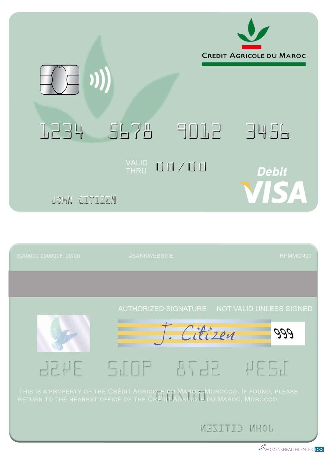 Hochwertige Herunterladen Marokko Crédit Agricole Du Maroc Visa Debit Karte Photoshop Vorlage