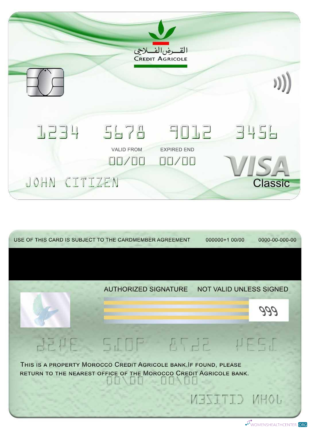 Editierbare Herunterladen Marokko Kredit Agricole Bank Visa Classic Karte Photoshop Vorlage
