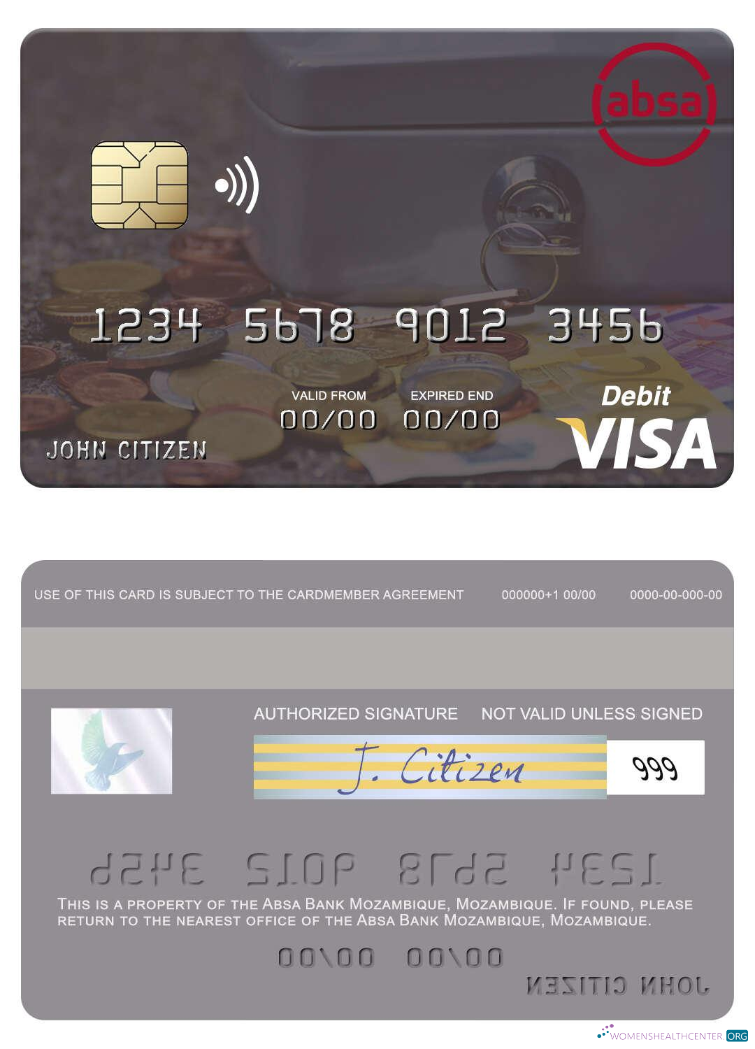 Premium Herunterladen Mosambik Absa Bank Mosambik Visa Debit Karte Photoshop Vorlage