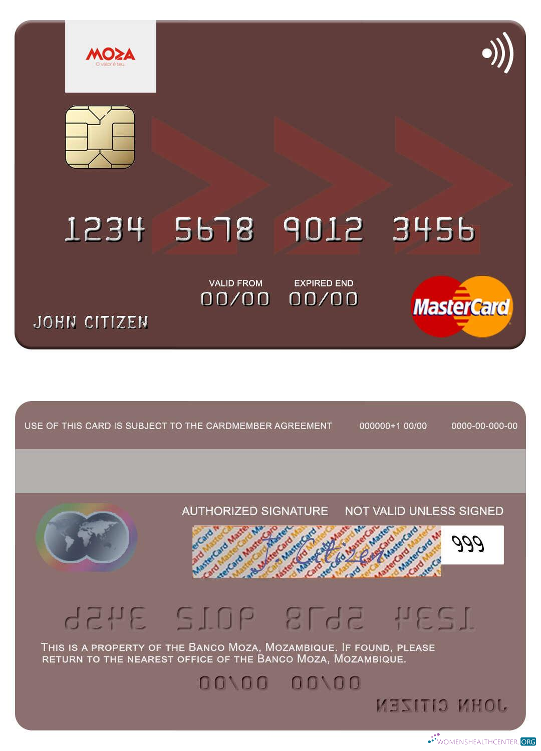 Realistische Herunterladen Mosambik Banco Moza Mastercard Photoshop Vorlage