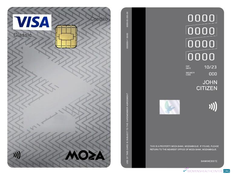 Realistische Herunterladen Mosambik Moza Bank Visa Classic Kredit Vertical Karte Photoshop Vorlage