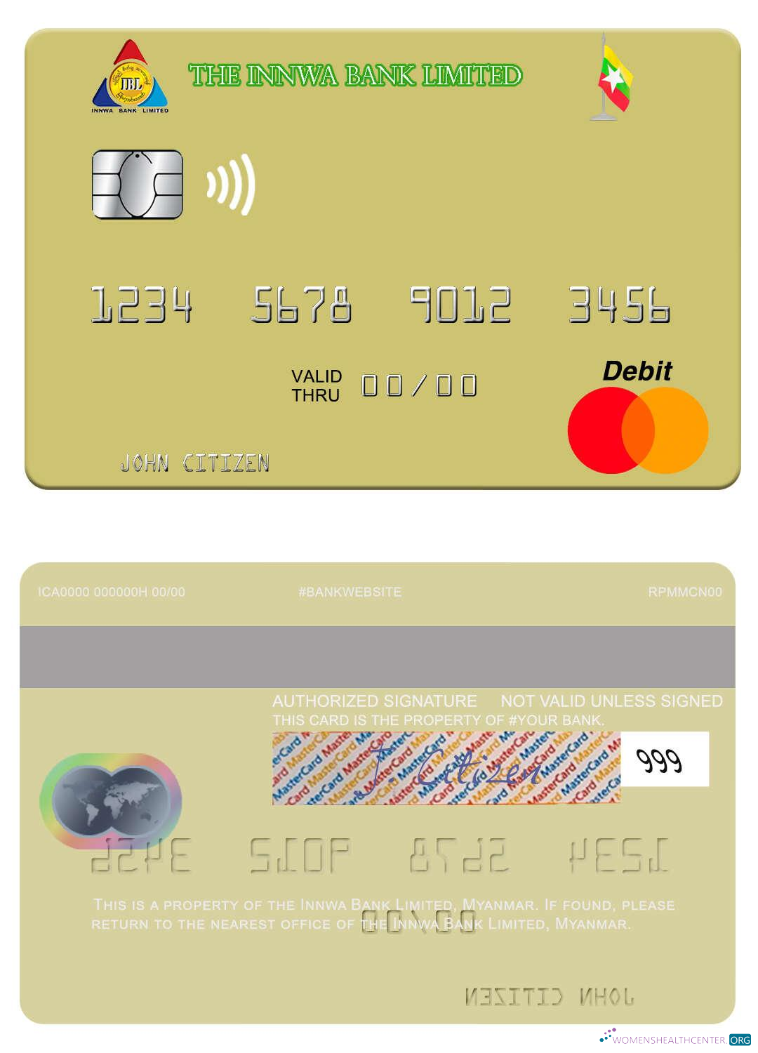 Editierbare Herunterladen Myanmar Innwa Bank GmbH Mastercard Photoshop Vorlage