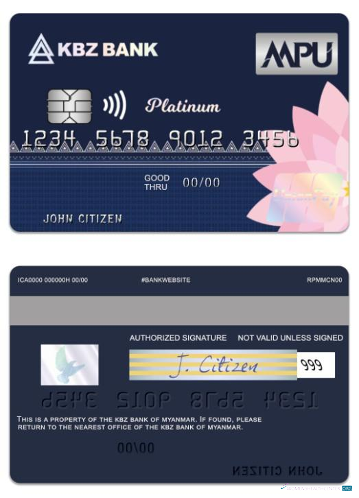 Premium Herunterladen Myanmar KBZ Bank UnionPay Platin Kredit Karte Photoshop Vorlage