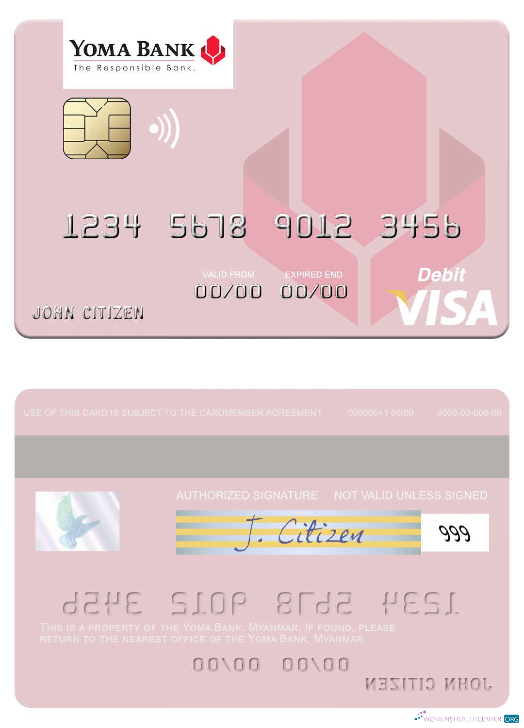 Hochwertige Herunterladen Myanmar Yoma Bank Visa Debit Karte Photoshop Vorlage
