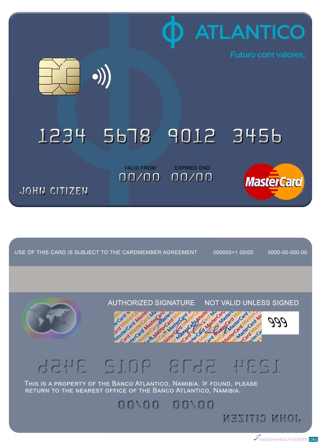 Professionelle Herunterladen Namibia Banco Atlantico Mastercard Photoshop Vorlage