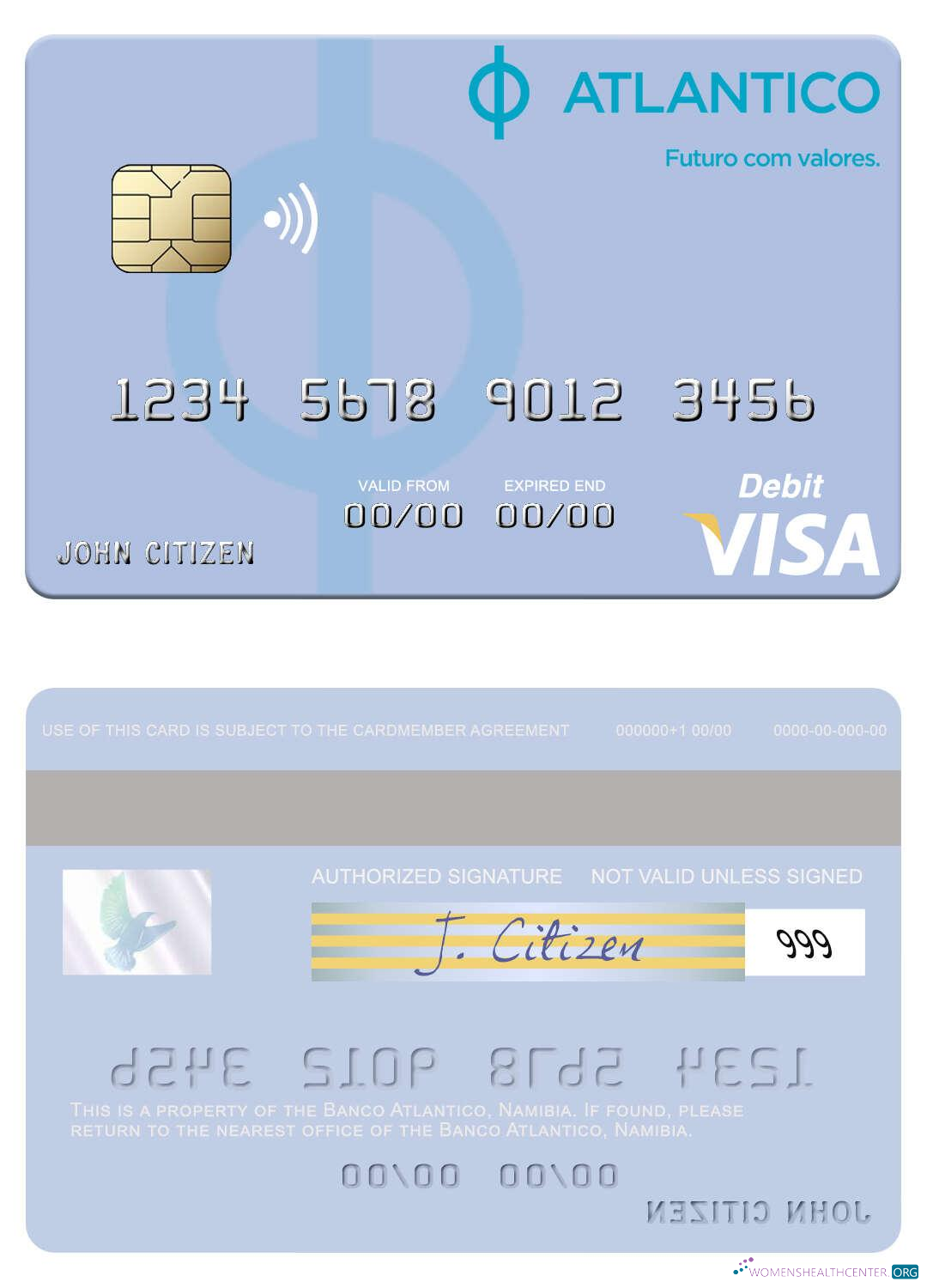 Professionelle Herunterladen Namibia Banco Atlantico Visa Debit Karte Photoshop Vorlage