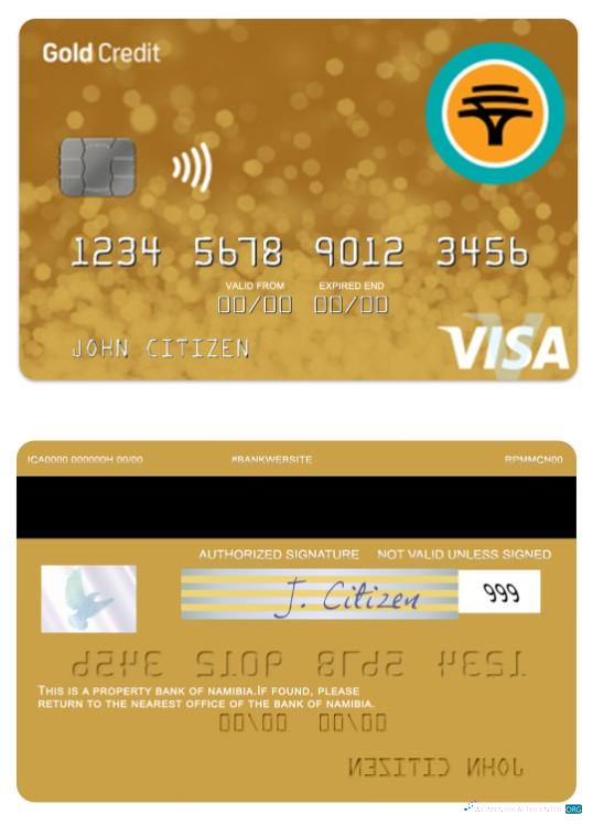 Professionelle Herunterladen Namibia Erste National Bank Gold Kredit Visa Karte Photoshop Vorlage