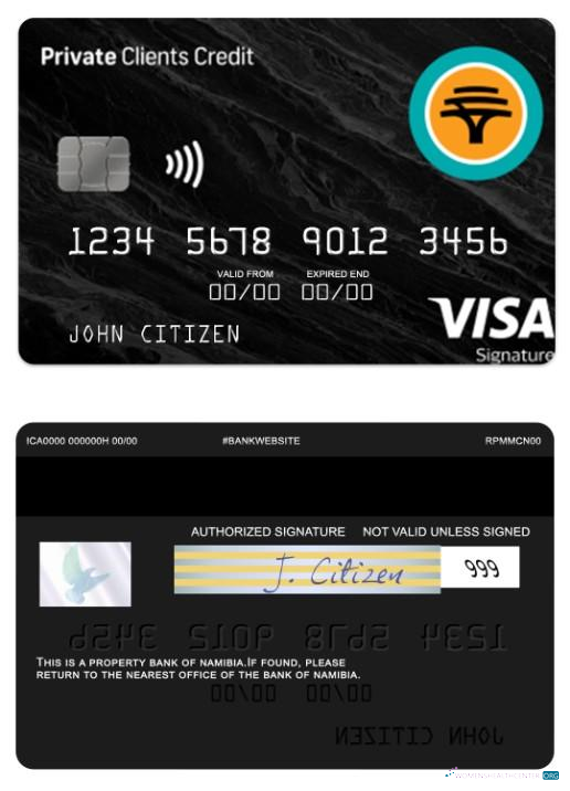 Editierbare Herunterladen Namibia Erste National Bank Privat Clients Kredit Visa Signature Photoshop Vorlage