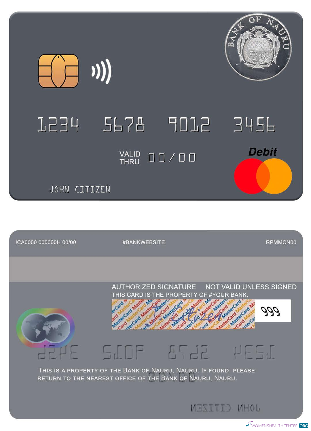 Editierbare Herunterladen Nauru Bank von Nauru Mastercard Photoshop Vorlage