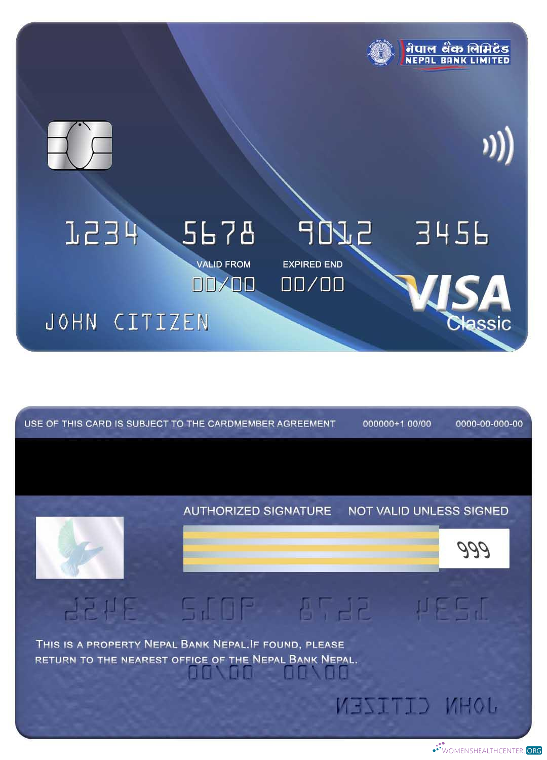 Editierbare Herunterladen Nepal Bank Nepal Visa Classic Karte Photoshop Vorlage