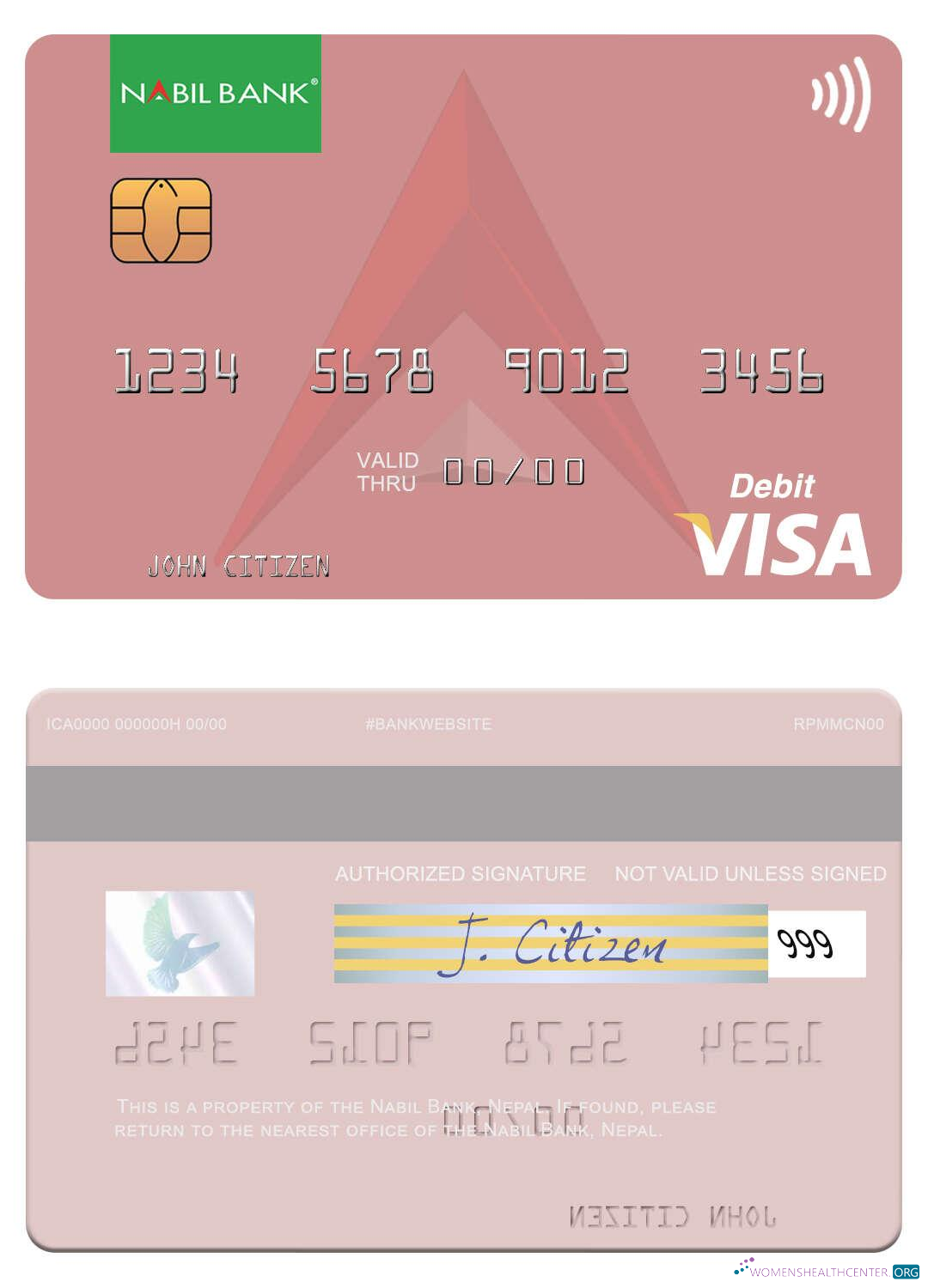 Professionelle Herunterladen Nepal Nabil Bank Visa Debit Karte Photoshop Vorlage