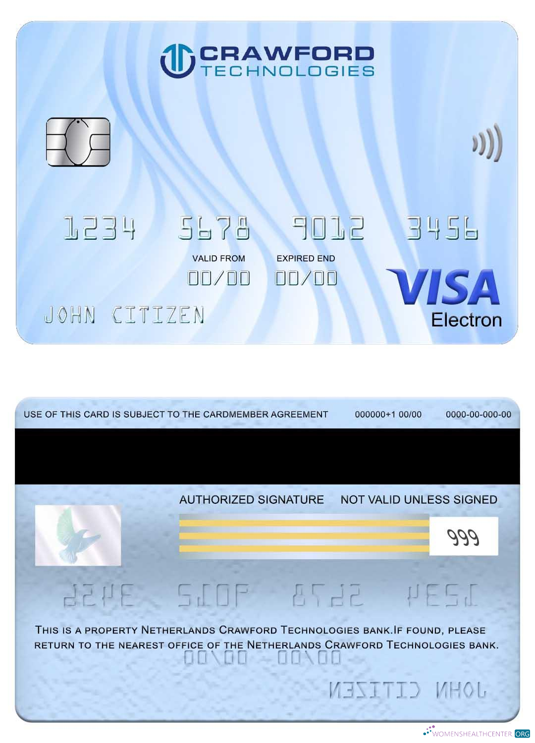 Realistische Herunterladen Niederlande (Holland) Crawford Technologies Bank Visa Electron Karte Photoshop Vorlage