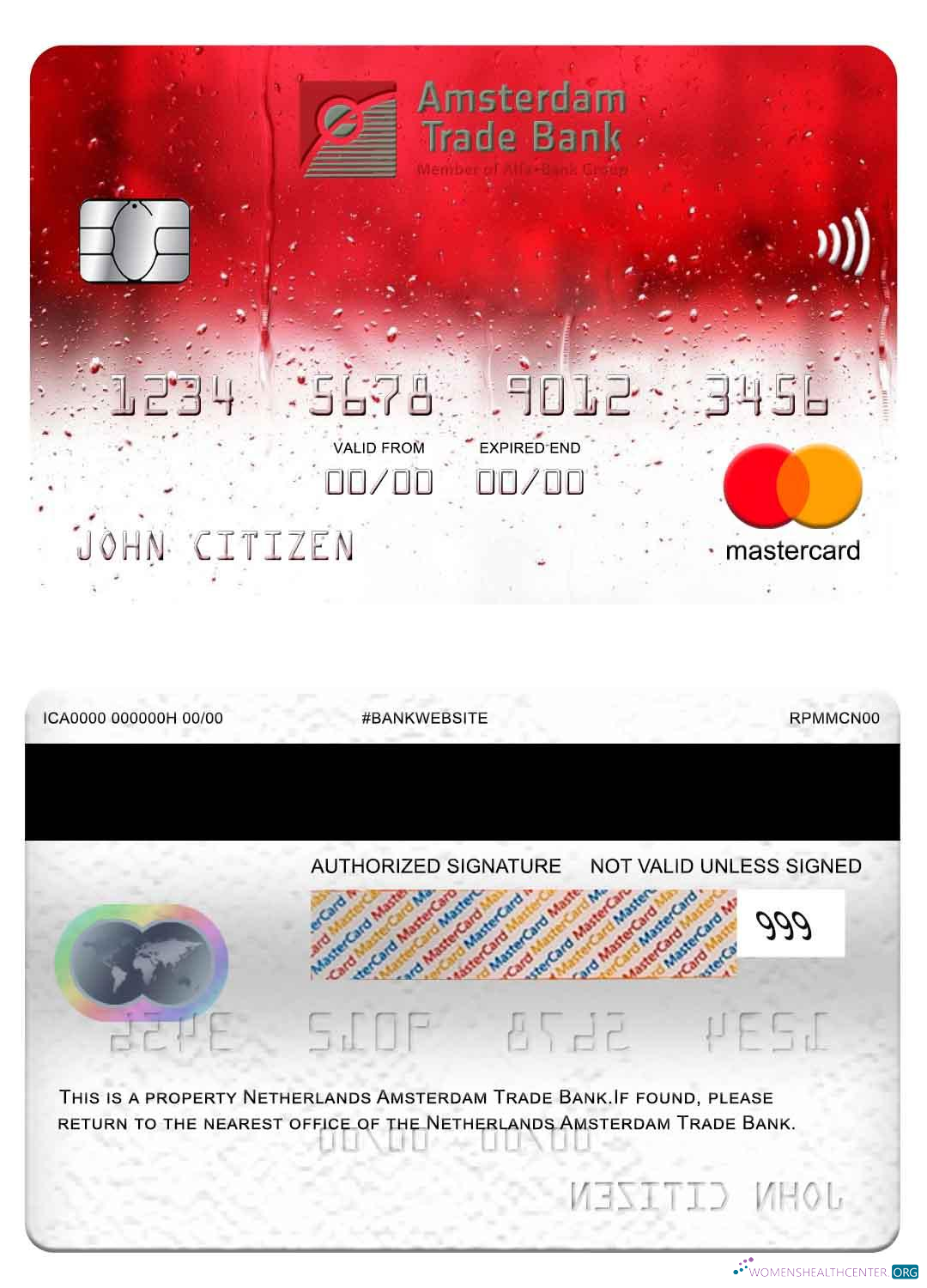 Realistische Herunterladen Niederlande Amsterdam Trade Bank Mastercard Photoshop Vorlage