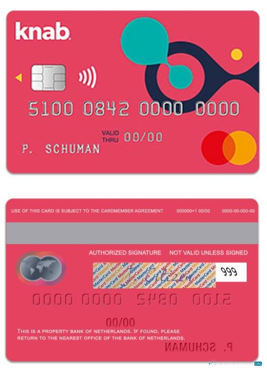 Editierbare Herunterladen Niederlande Bank von Niederlande Knab Kredit Mastercard Photoshop Vorlage