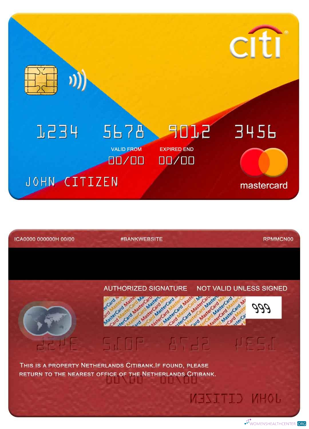 Editierbare Herunterladen Niederlande Citibank Mastercard Photoshop Vorlage