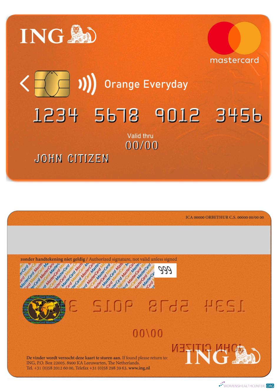 Realistische Herunterladen Niederlande ING Orange MasterCard Photoshop Vorlage