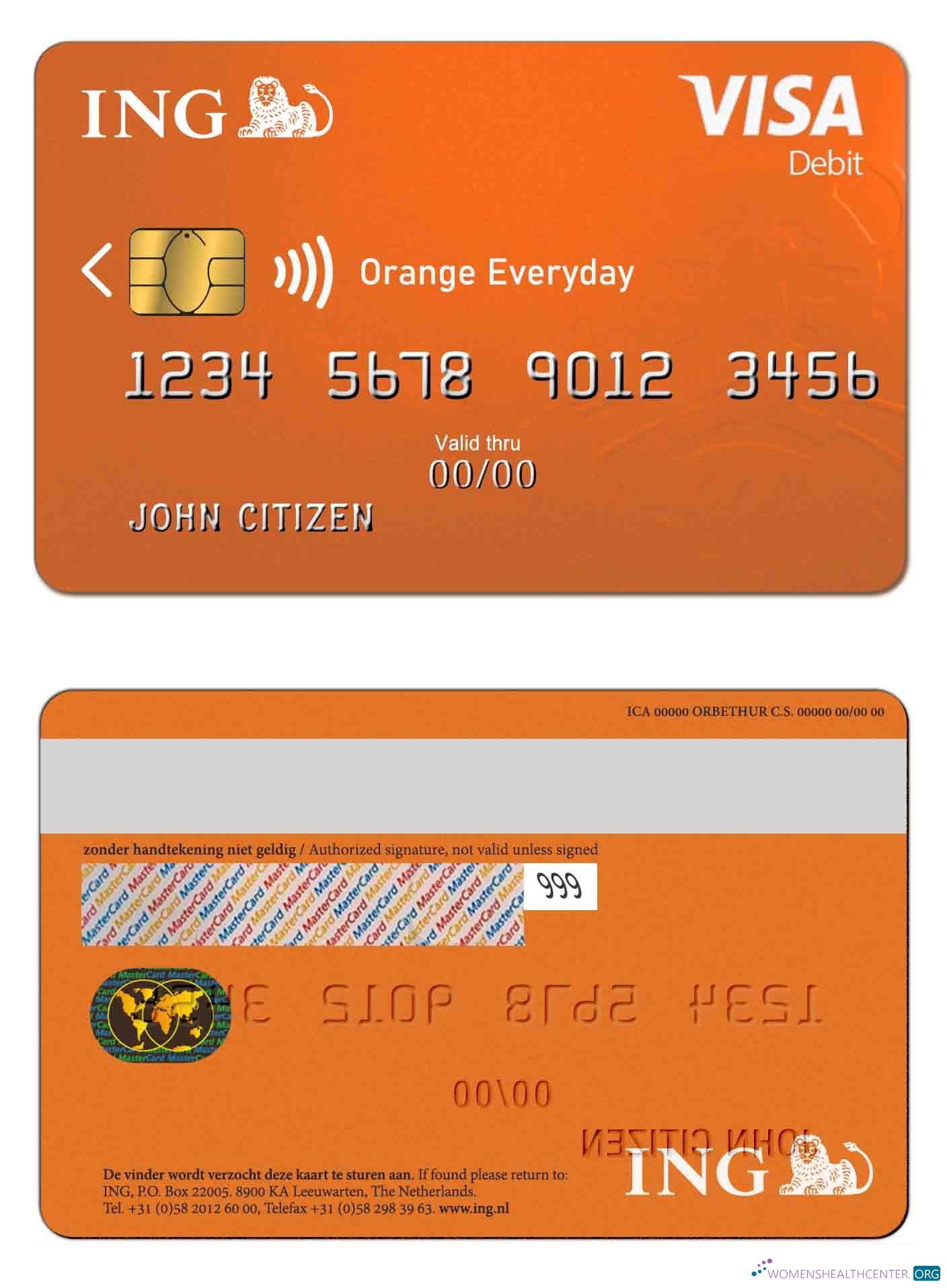 Realistische Herunterladen Niederlande ING Orange VISA Photoshop Vorlage