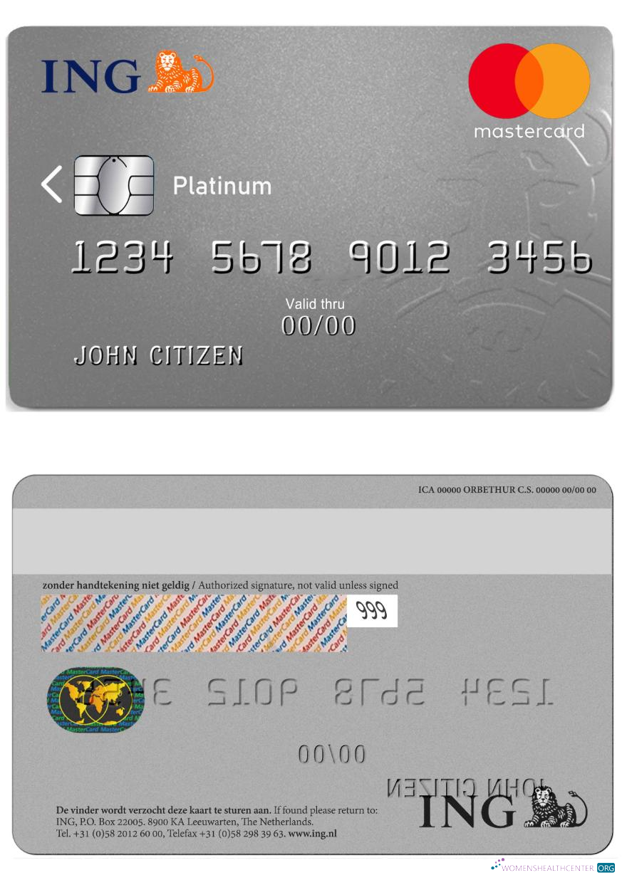 Editierbare Herunterladen Niederlande ING Bank Mastercard Platin Photoshop Vorlage