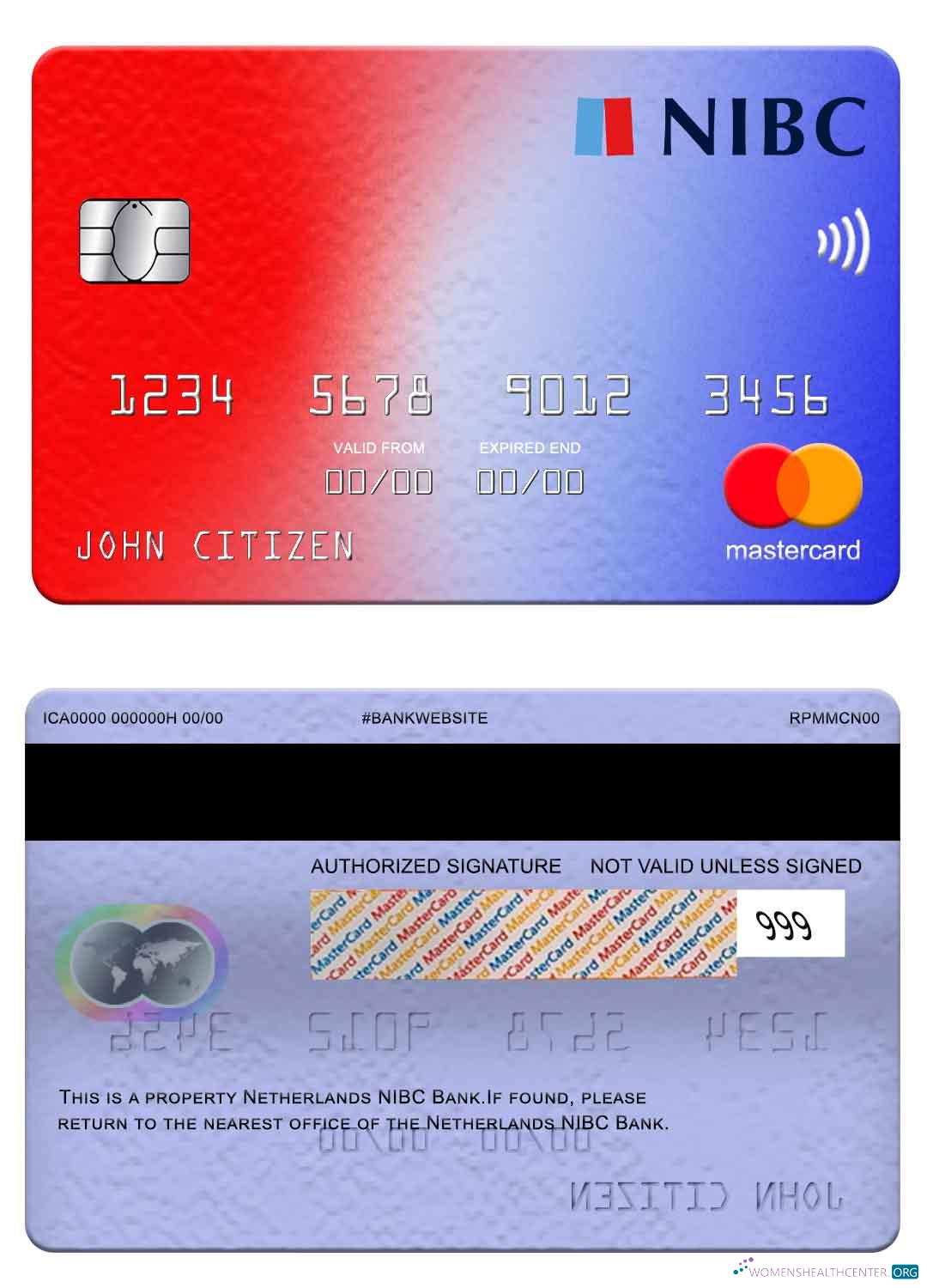 Realistische Herunterladen Niederlande NIBC Bank Mastercard Photoshop Vorlage