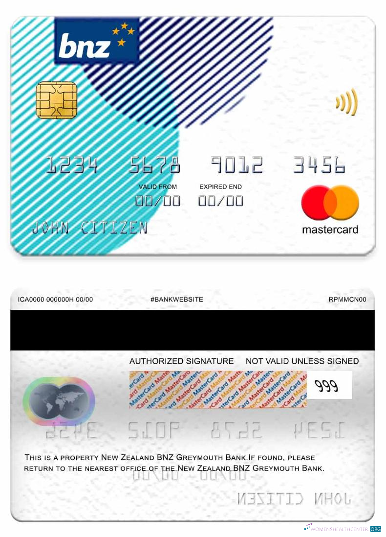 Professionelle Herunterladen Neuseeland BNZ Greymouth Bank Mastercard Photoshop Vorlage
