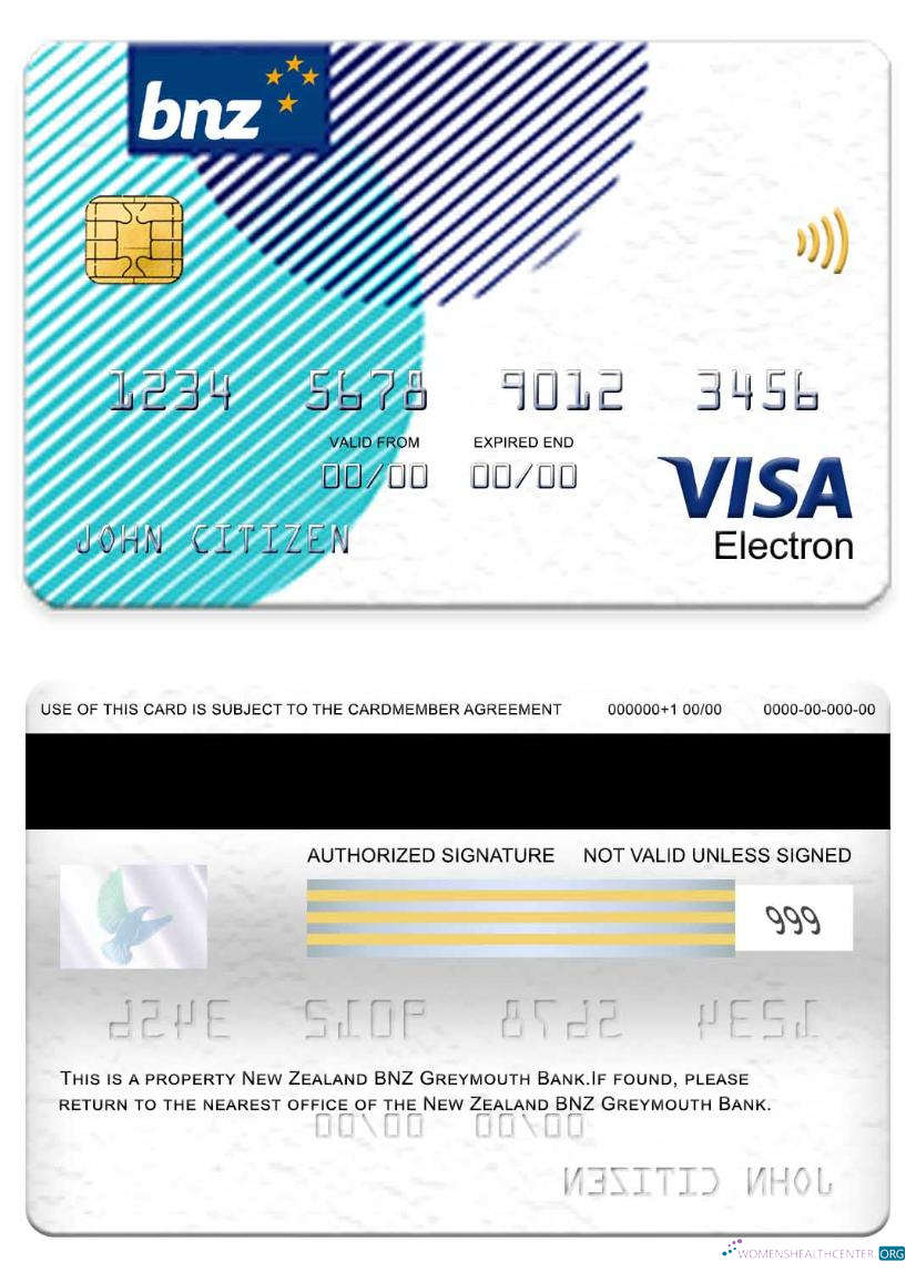 Hochwertige Herunterladen Neuseeland BNZ Greymouth Bank Visa Electron Karte Photoshop Vorlage