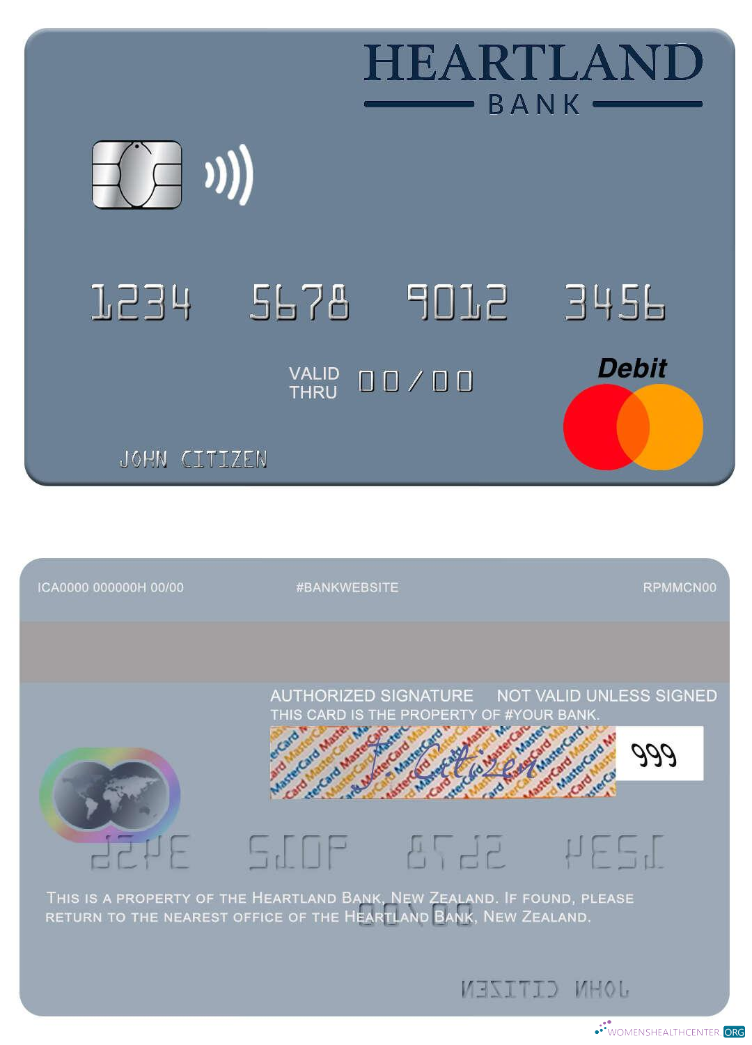 Editierbare Herunterladen Neuseeland Heartland Bank Mastercard Photoshop Vorlage