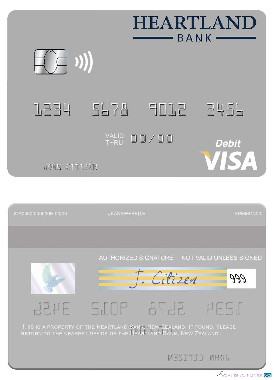Professionelle Herunterladen Neuseeland Heartland Bank Visa Debit Karte Photoshop Vorlage