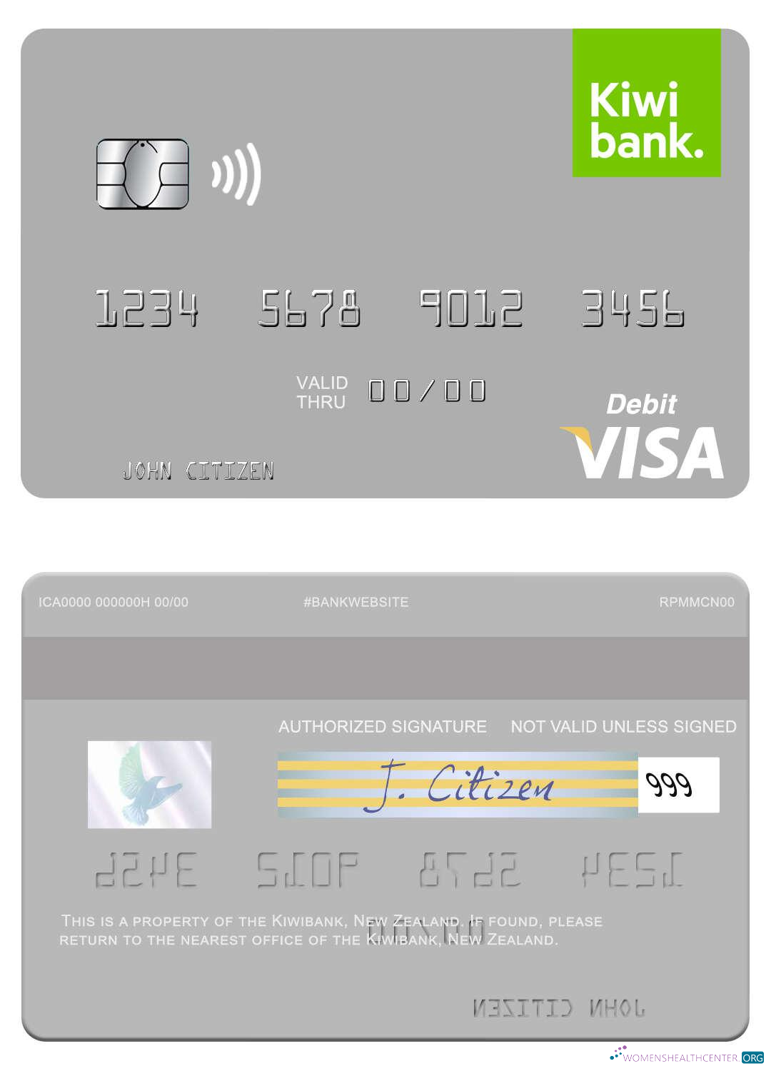 Hochwertige Herunterladen Neuseeland Kiwibank Visa Debit Karte Photoshop Vorlage