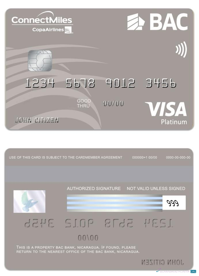 Hochwertige Herunterladen Nicaragua BAC Bank Visa Platin Karte Photoshop Vorlage