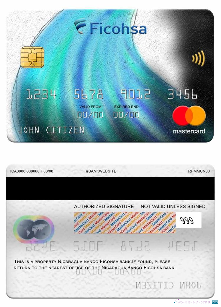 Realistische Herunterladen Nicaragua Banco Ficohsa Bank Mastercard Photoshop Vorlage