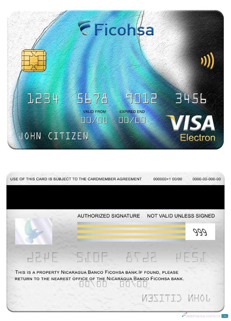 Hochwertige Herunterladen Nicaragua Banco Ficohsa Bank Visa Electron Karte Photoshop Vorlage