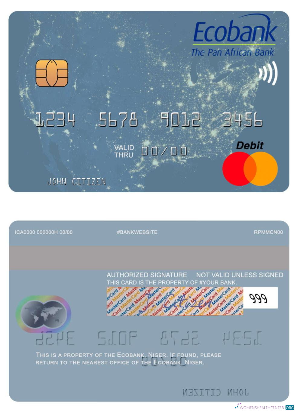Realistische Herunterladen Niger Ecobank Mastercard Photoshop Vorlage