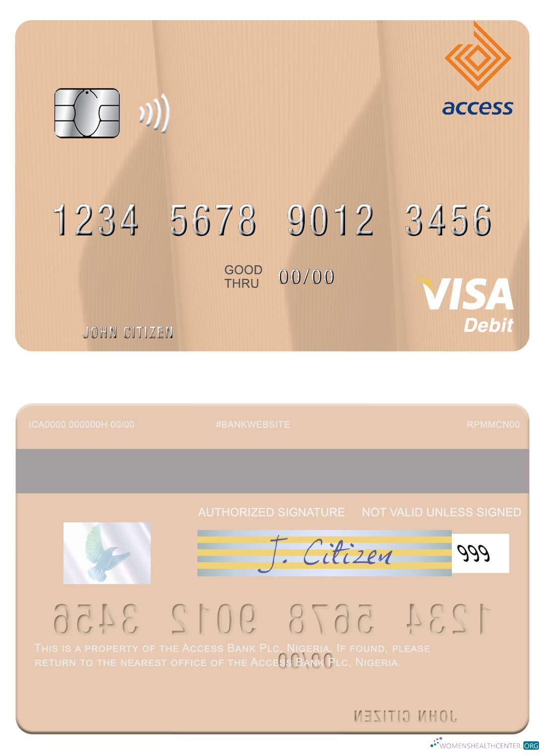 Editierbare Herunterladen Nigeria Access Bank Plc Visa Debit Karte Photoshop Vorlage